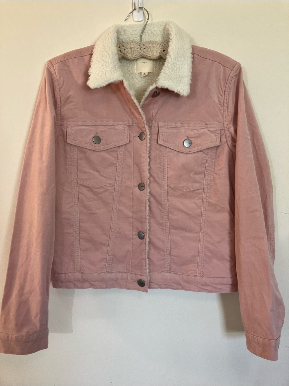 Women's Blush Pink Sherpa-Lined Soft Corduroy Jacket